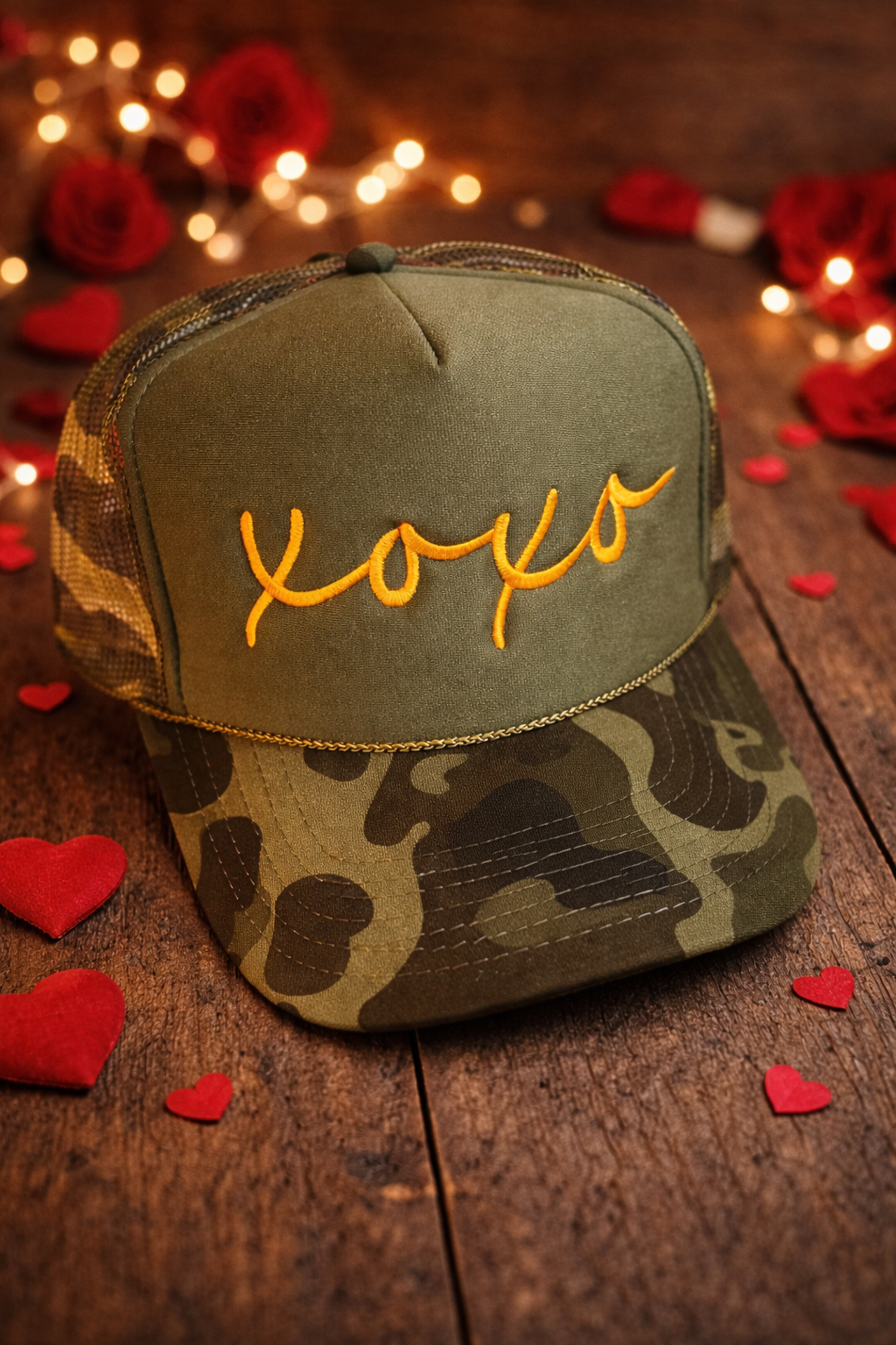 3D PUFF XOXO CAMO HAT EMBROIDERY