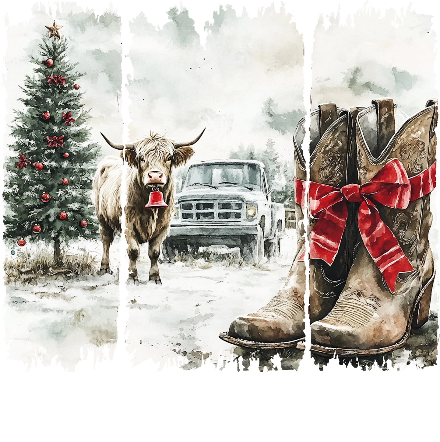 Christmas highland cow boots