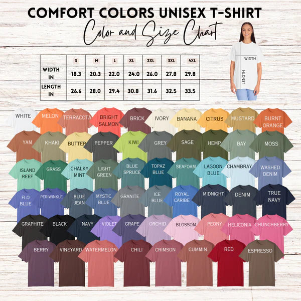 Comfort colors shirt options