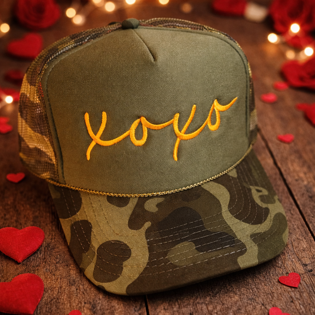 3D Puff XOXO Camo Hat Embroidery