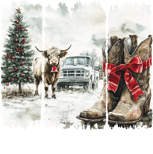 Christmas highland cow boots