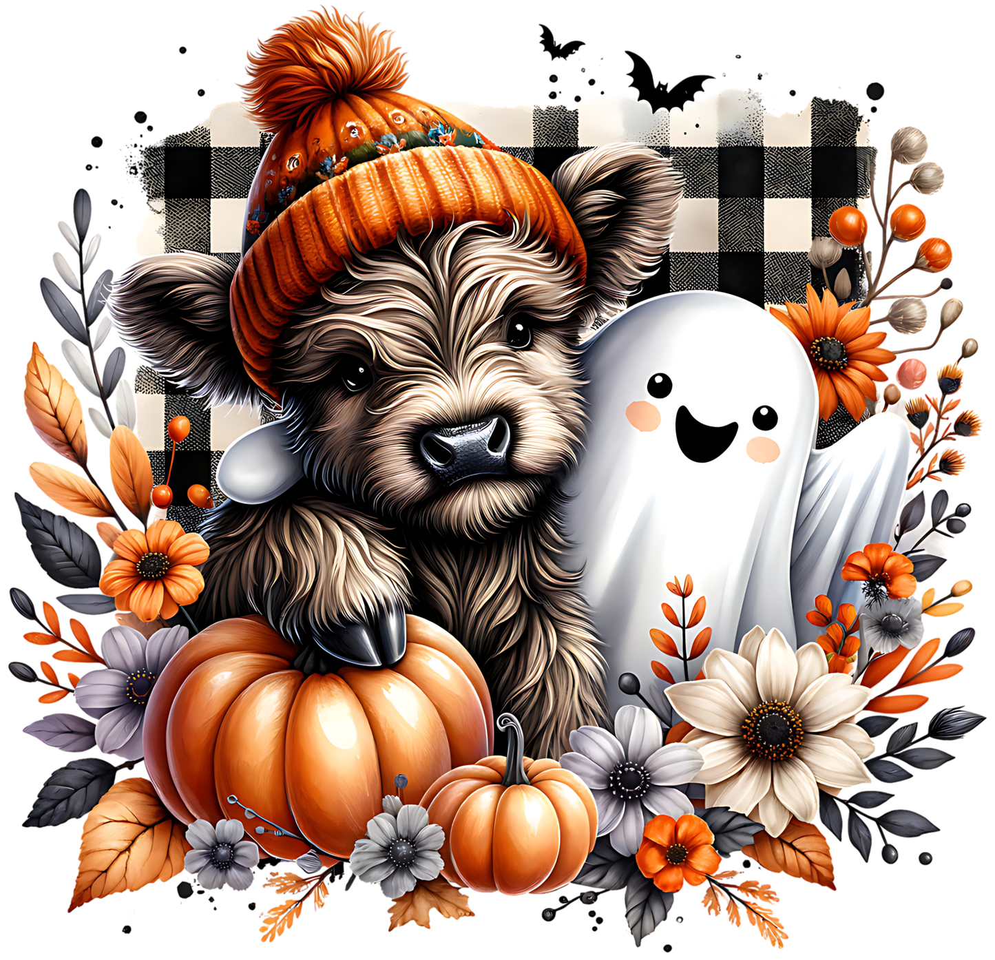 Cute fall highland cow ghost