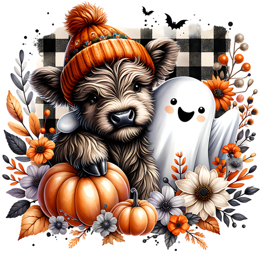 Cute fall highland cow ghost