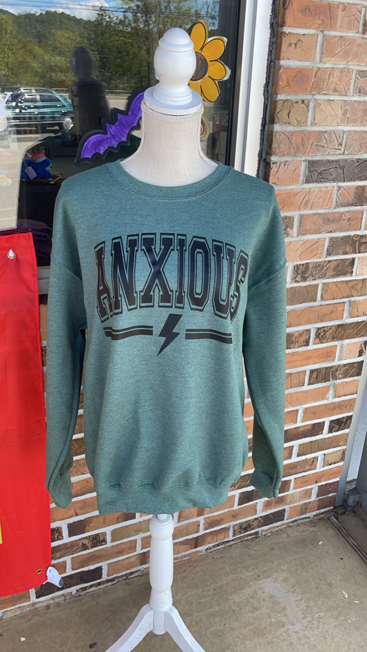 Anxious crewneck (heather green)